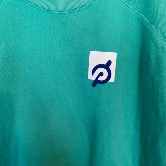 Peloton Men Small Crewneck Sweatshirt Graphic Logo Cycling Mint Green - Picture 2 of 5